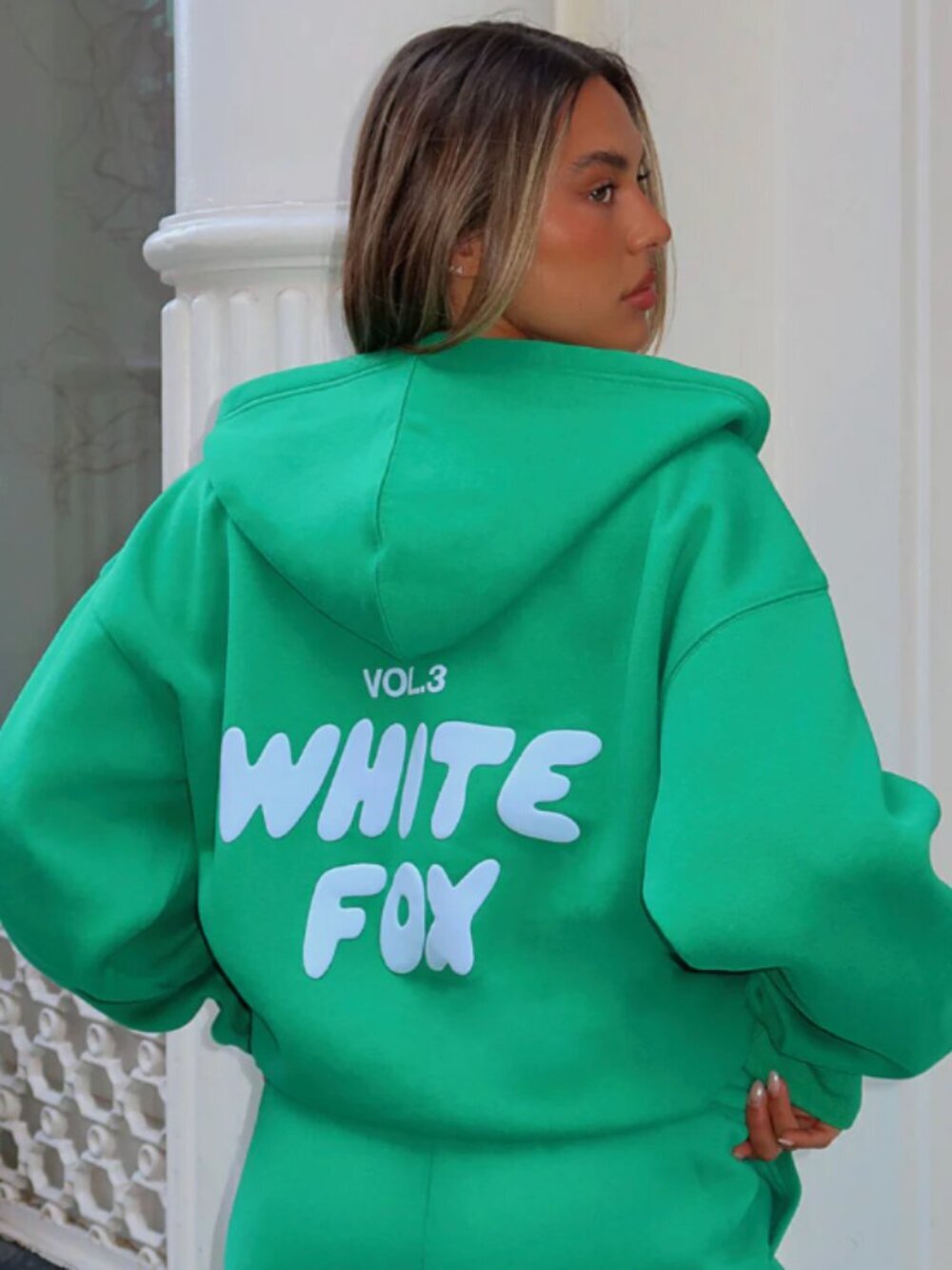 White Fox Offstage Zip Front Hoodie